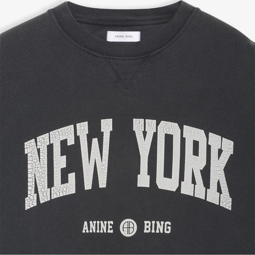 Anine Bing Ramona Sweatshirt in Washed Black SMALL - Picture 4 of 9